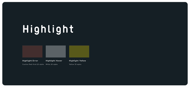 Highlight ColorのDarkテーマのカラーパレット