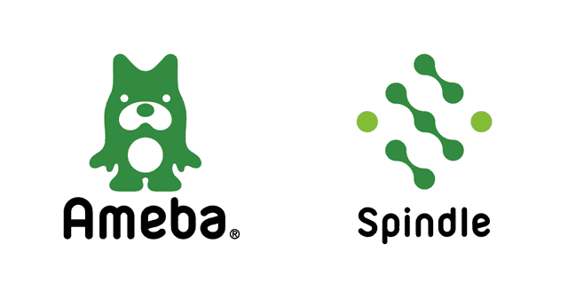 AmebaのロゴとSpindleのロゴが横並びになっている。